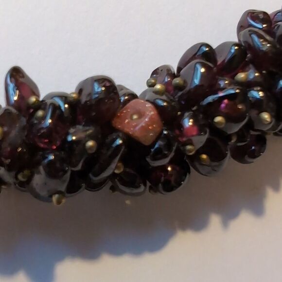 Vintage Semi precious mineral multi strand burg necklace genuine natural garnet - Picture 7 of 11
